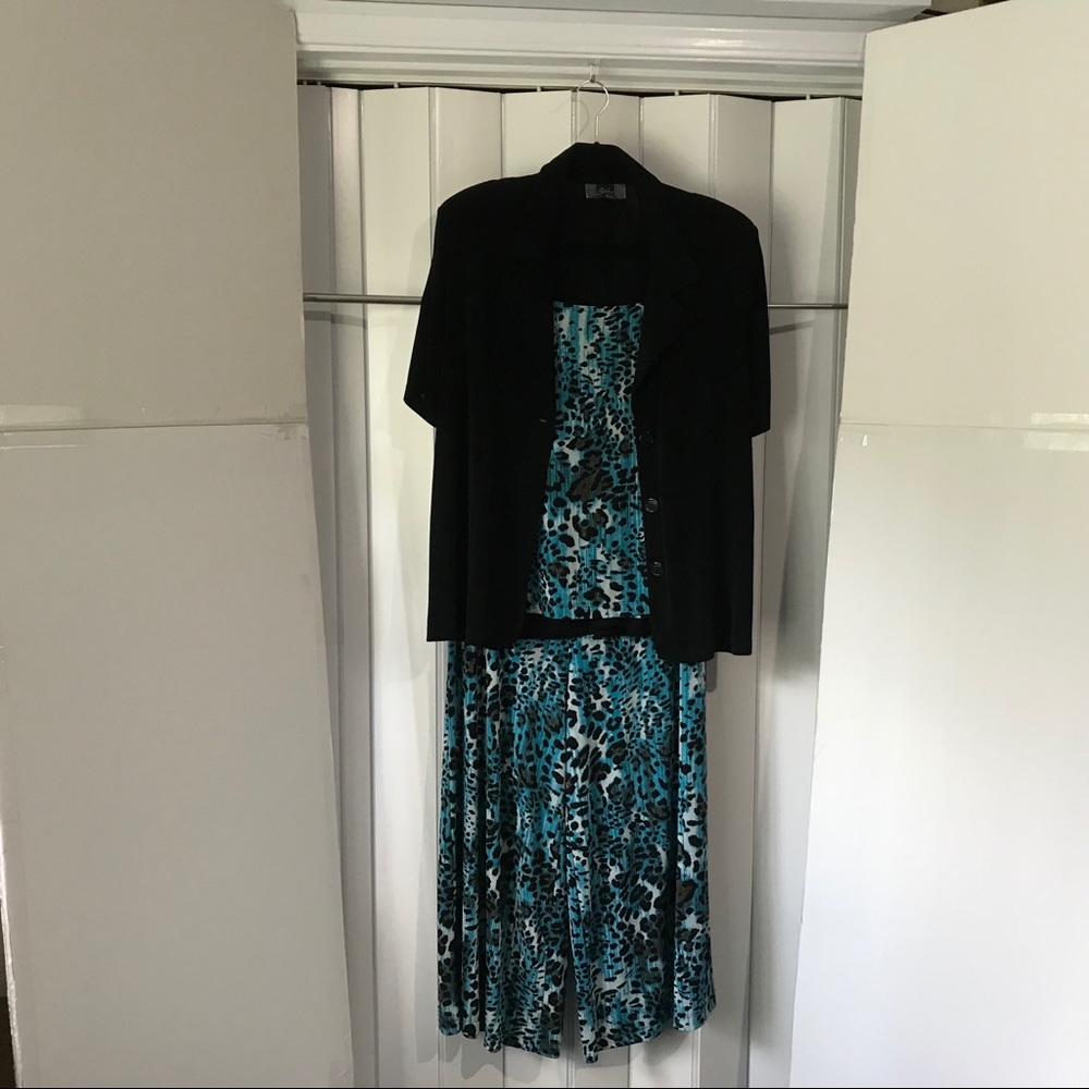 Slinky Brand 3 piece animal print pant set Sz M
